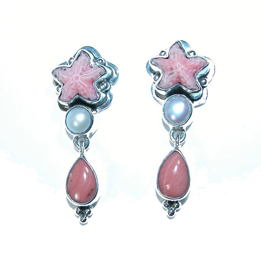 22567 Pearl Starfish Sterling Silver Earrings
