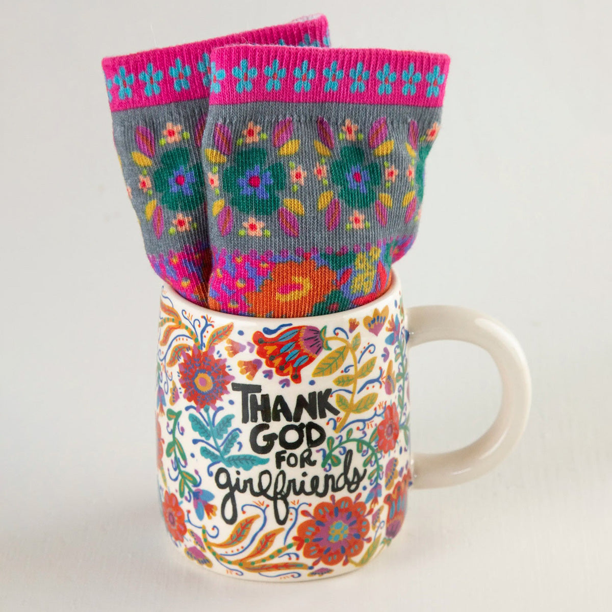 Mug & Socks Gift Set, Thank God For Girlfriends (GF1722)