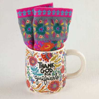 Mug & Socks Gift Set, Thank God For Girlfriends (GF1722)