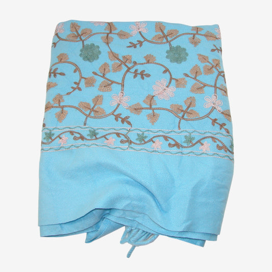 Embroidered Leaf Shawl, Baby Blue (GF3290)
