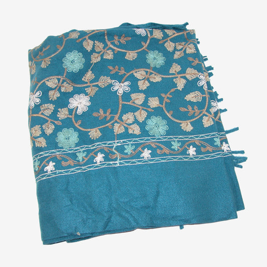 Embroidered Leaf Shawl, Teal (GF3292)