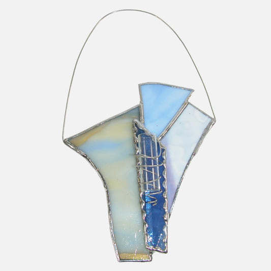 Blue Plant Hanger Stained Glass Bud Vase GF3351 by Lori
