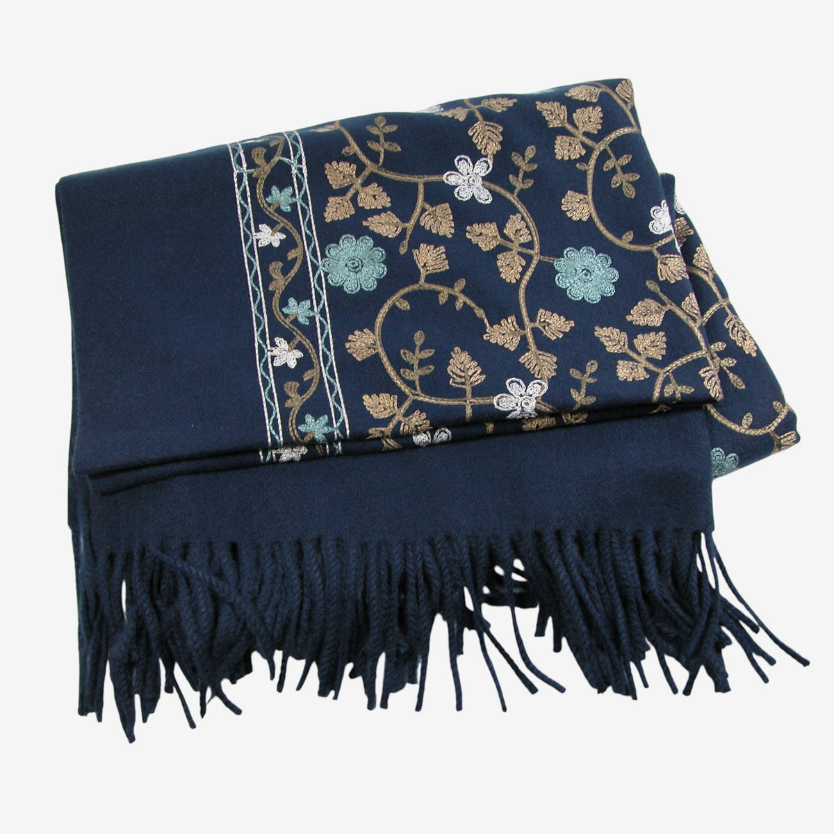 Embroidered Leaf Shawl, Plum (GF3798)