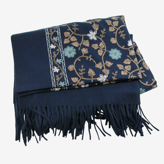 Embroidered Leaf Shawl, Plum (GF3798)