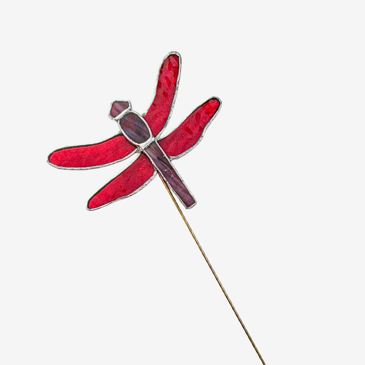 Stained Glass Dragonfly Plant Ornaments, Large by LORI (GF4179)