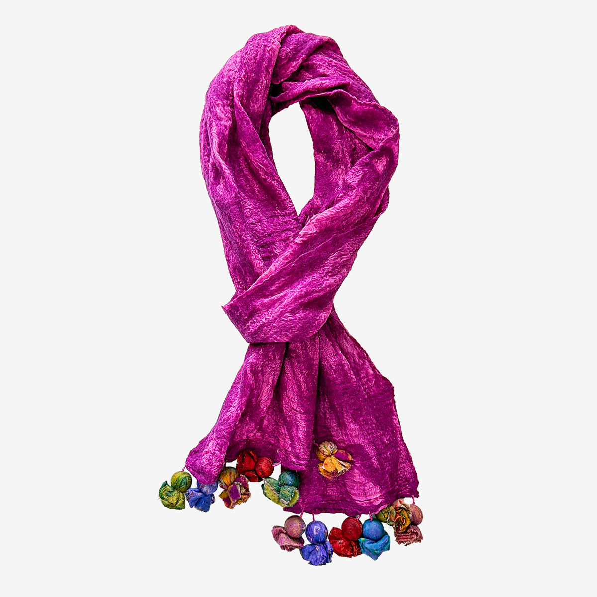 Silk, Felted Wool Tassel Scarf (GF4187)