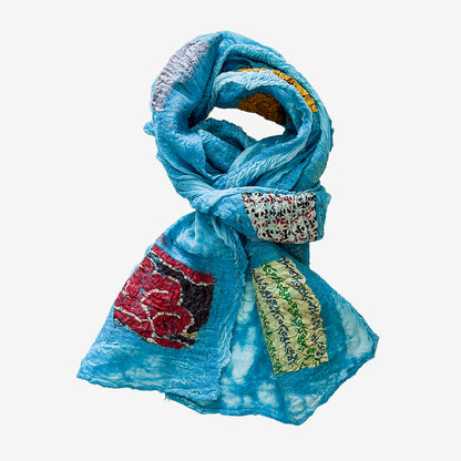 Silk, Felted Wool Patchwork Scarf (GF4188)