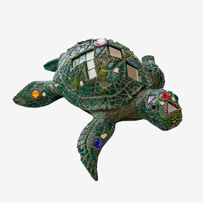 Mosaic Resin Sea Turtle with Crystal Gems (GF4197)