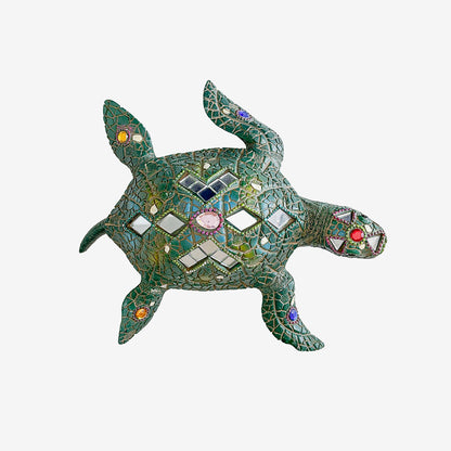 Mosaic Resin Sea Turtle with Crystal Gems (GF4197)