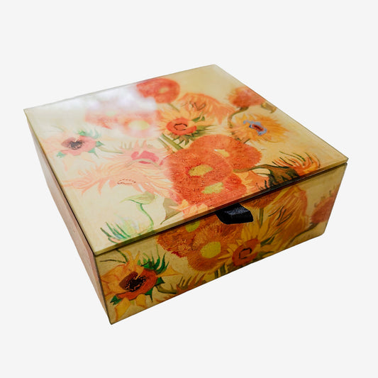 Glass Keepsake Box, Van Gogh Sunflowers (GF4243)