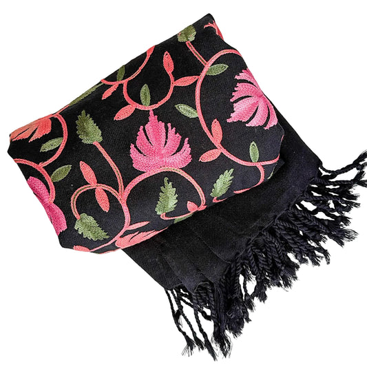 Embroidered Shawl, Black / Pink (GF4247)