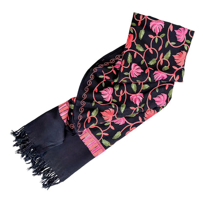 Embroidered Shawl, Black / Pink (GF4247)