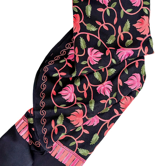 Embroidered Shawl, Black / Pink (GF4247)