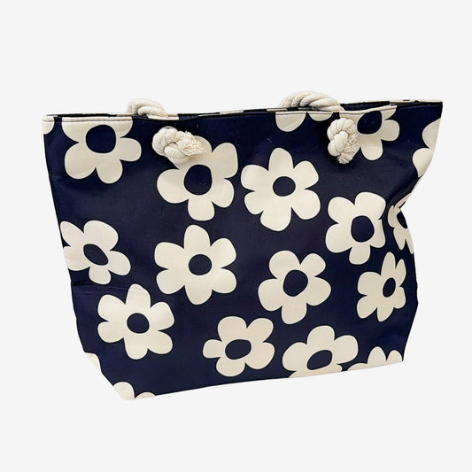 Tote Bag, Black White Flowers (GF4327)