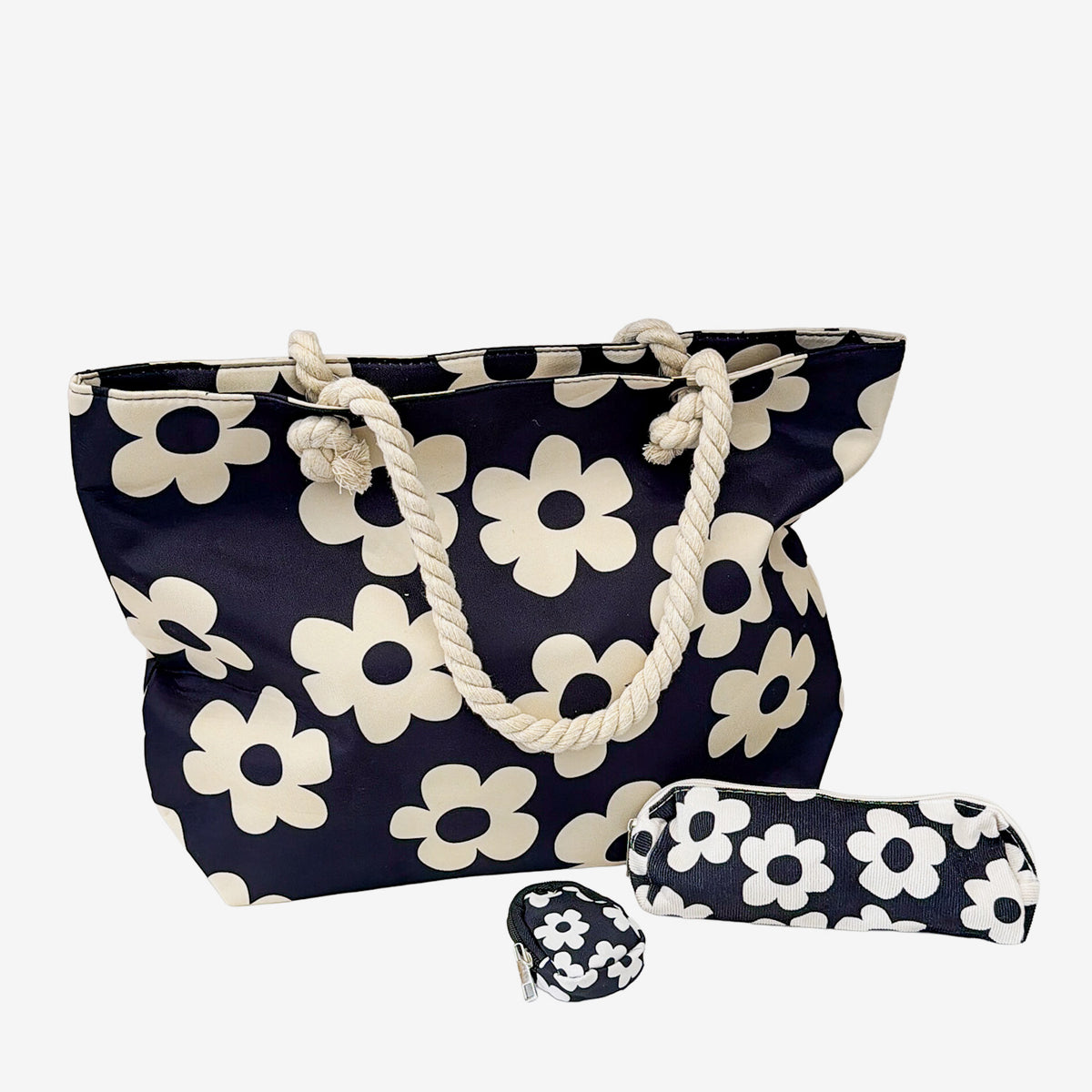 Makeup Case, Black White Flowers (GF4370)