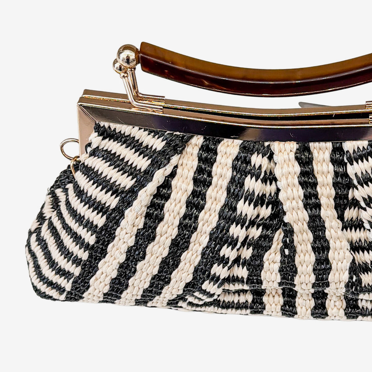 Clutch Handbag, Black / Cream Woven (GF4350)