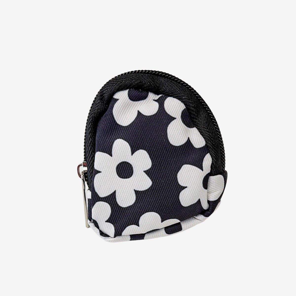 Clip-On Coin Pouch, Black White Flowers (GF4371)