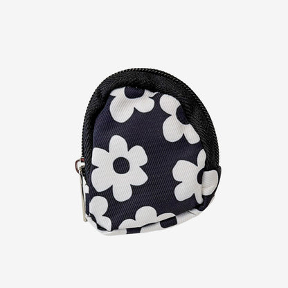 Clip-On Coin Pouch, Black White Flowers (GF4371)