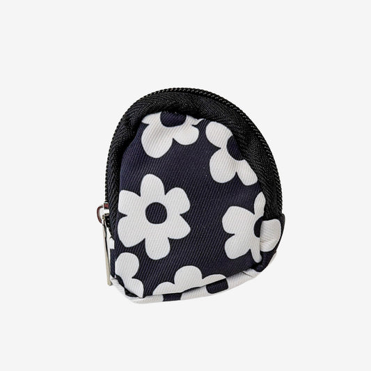 Clip-On Coin Pouch, Black White Flowers (GF4371)