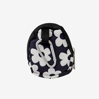 Clip-On Coin Pouch, Black White Flowers (GF4371)