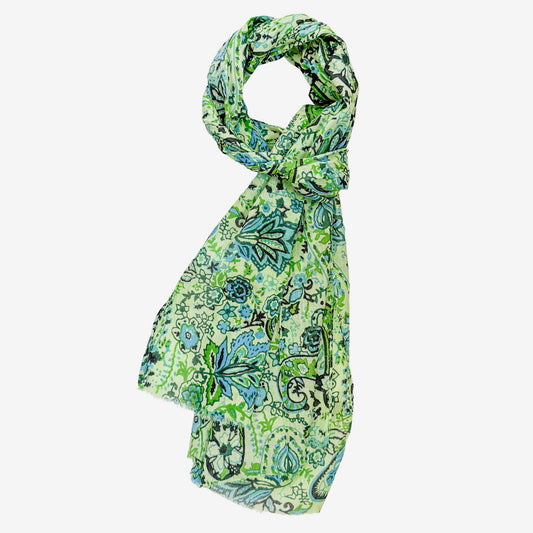 Printed Cotton Scarf, Green (GF4535)