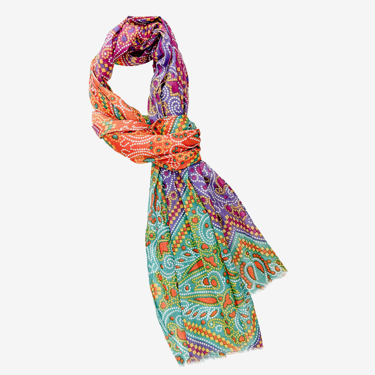Printed Cotton Scarf, Multi (GF4536)
