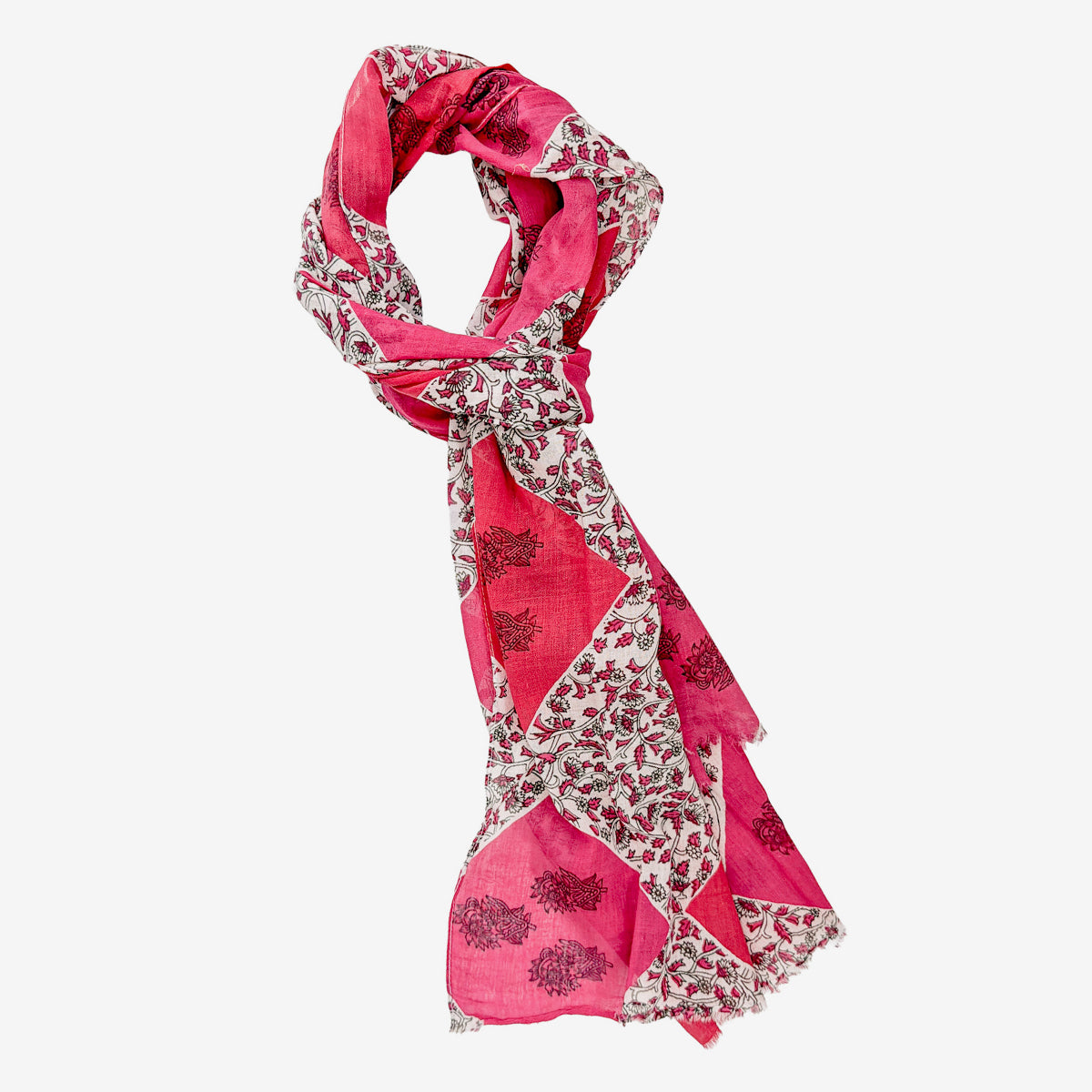 Printed Cotton Scarf, Magenta (GF4538)