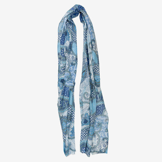 Printed Cotton Scarf, Blue (GF4539)
