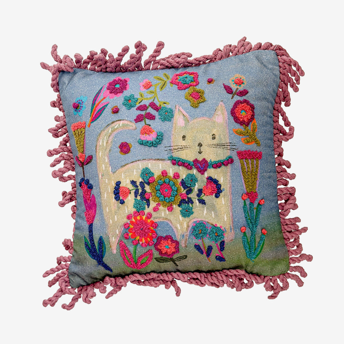 Embroidered Pillow, Cat (GF4543)