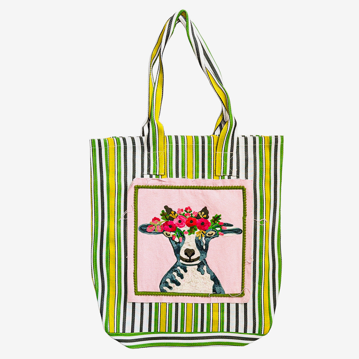 Embroidered Recycled Mesh Tote, Goat (GF4547)