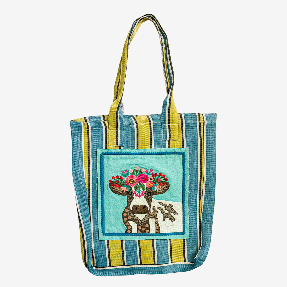 Embroidered Recycled Mesh Tote, Cow (GF4548)