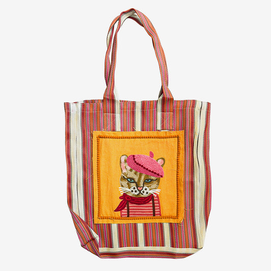 Embroidered Recycled Mesh Tote, Le Chat (GF4550)