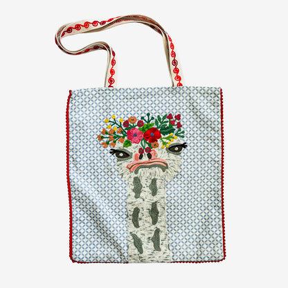 Embroidered 100% Cotton Tote, Ostrich (GF4552)