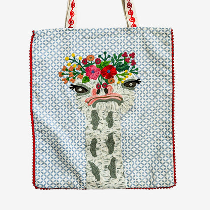 Embroidered 100% Cotton Tote, Ostrich (GF4552)