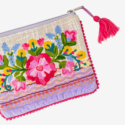 Embroidered 100% Cotton Pouch, Floral (GF4557)