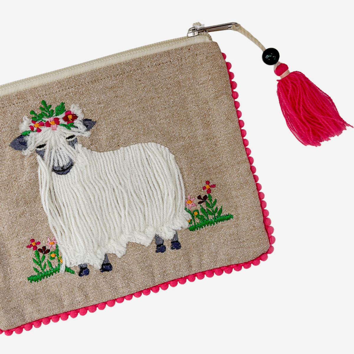 Embroidered 100% Cotton Pouch, Highlander Sheep (GF4562)