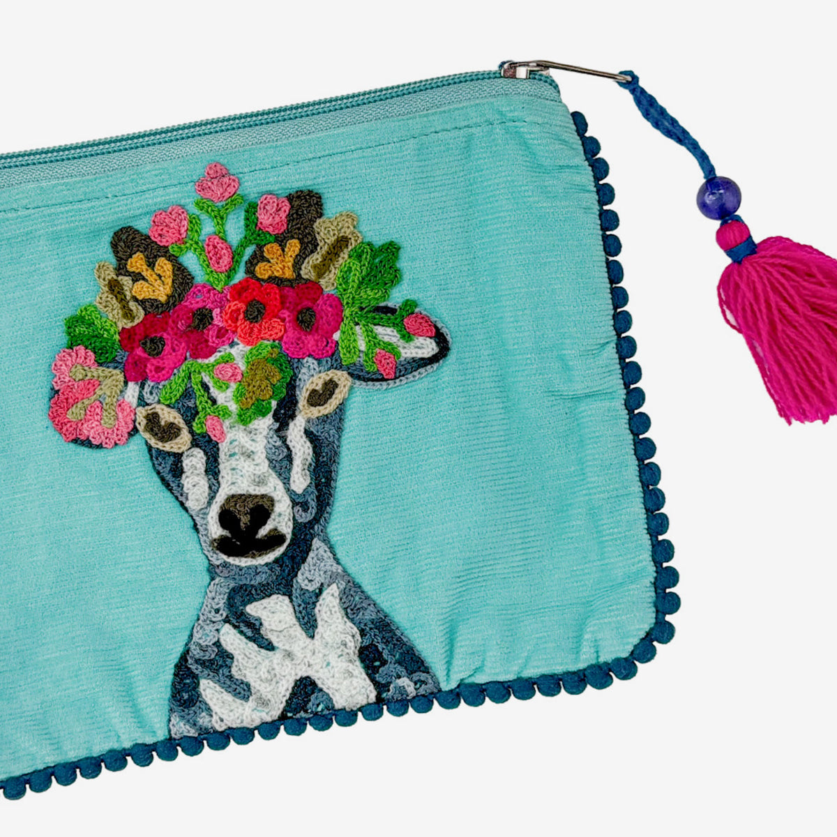 Embroidered 100% Cotton Pouch, Goat (GF4563)