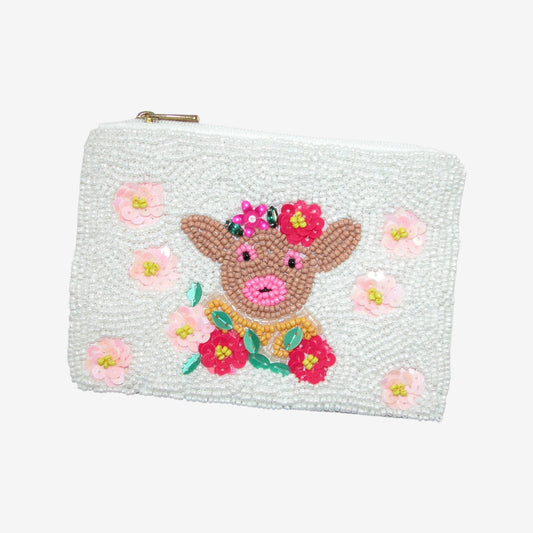 Beaded Coin Purse, Cow (GF4620)
