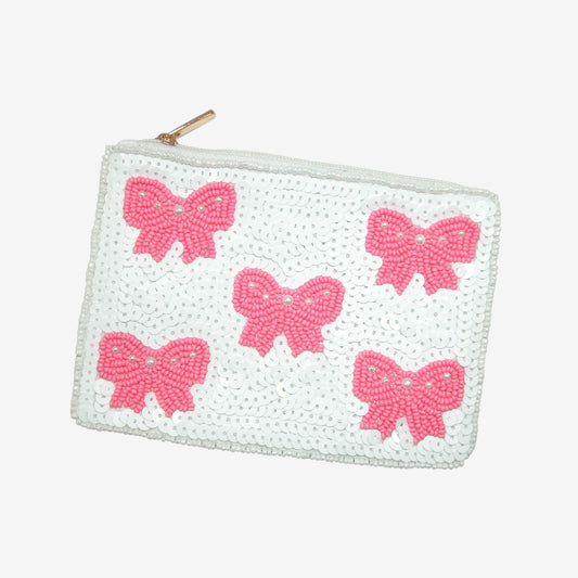 Beaded Coin Purse, Pink Bow (GF4621)