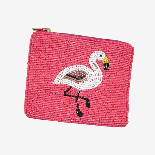Beaded Coin Purse, Pink Flamingo (GF4625)