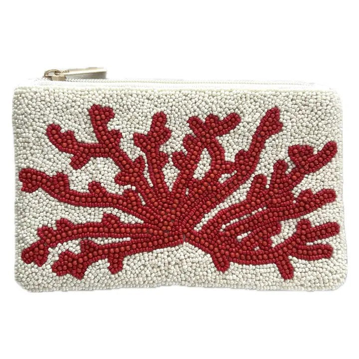 Large Beaded Pouch GF4802 Coral