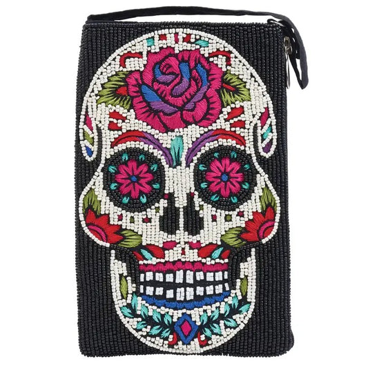 Beaded Crossbody Handbag Cell Phone Case GF4801 Skull