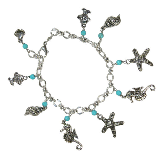 Sea Life Turquoise Sterling Silver Bracelet