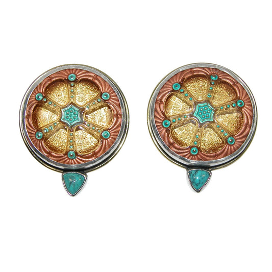 34043 Czech Glass Turquoise Sterling Silver Earrings