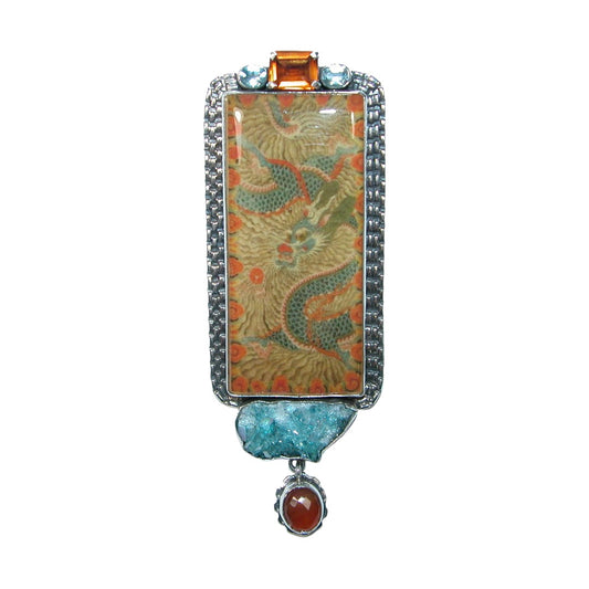 32405 Hand Made Tile Topaz Sterling Silver Pin and Pendant
