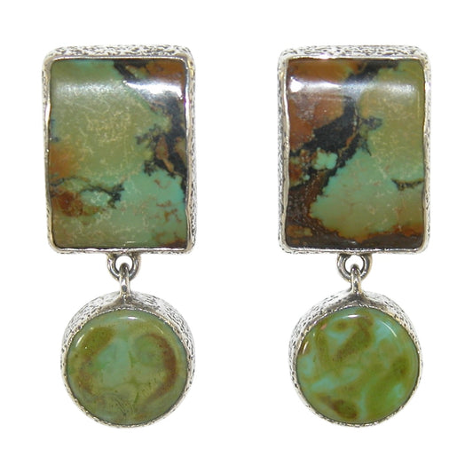 Two Stone Turquoise Sterling Silver Earrings