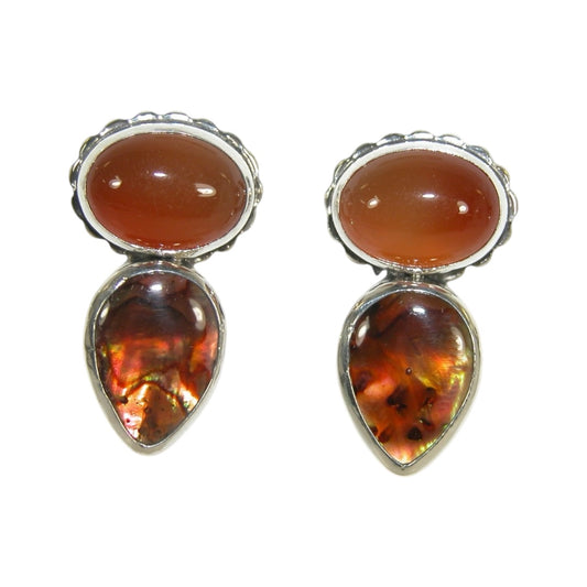 33391 Carnelian Abalone Sterling Silver Earrings