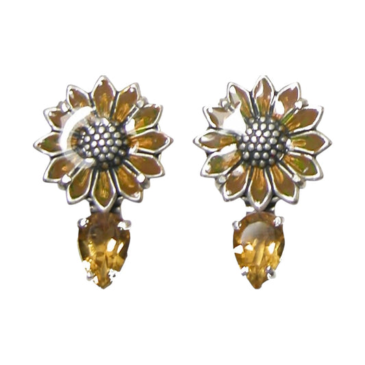 32197B Daisy Citrine Sterling Silver Earrings