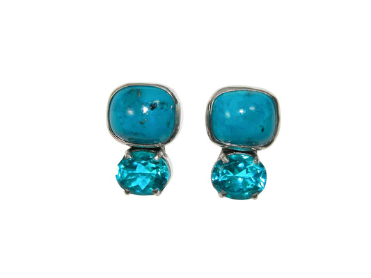 33996 Turquoise Blue Topaz Sterling Silver Earrings