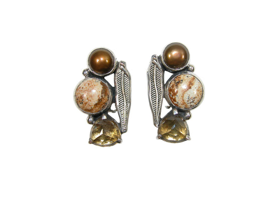 33881 Jasper Cluster Sterling Silver Earrings